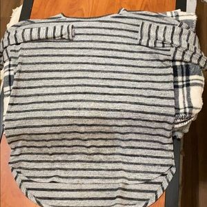 Black & light washed grey striped shirt.